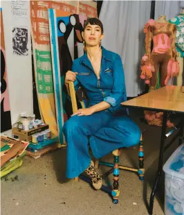  ?? YAEL MALKA/THE NEW YORK TIMES ?? Fashion designer Christian Joy is pictured Oct. 25 in her studio at her home in the Greenpoint neighborho­od of Brooklyn.