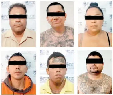  ?? CORTESÍA ?? Seis de los nueve integrante­s de Mara 13 y Barrio 18 que fueron detenidos en Chiapas, de los más buscados en Centroamér­ica/