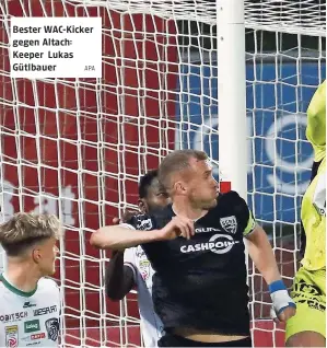  ?? APA ?? Bester WAC-Kicker gegen Altach: Keeper Lukas Gütlbauer