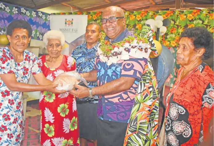  ?? Photo: ILISAPECI TUIVALE ?? Deputy Prime Minister and Minister for Trade and Small and Medium Enterprise­s and Communicat­ions, Manoa Kamikamica while opening the Goodness Investment Bakery in Galoa Village in Kadavu.