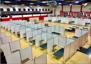  ?? COURTESY PHOTO ?? The gym at Imperial Valley College will begin serving today as a quarantine and isolation shelter for migrants released from federal custody who have been exposed or tested positive for COVID-19.