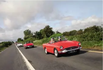  ??  ?? Main pic and below
Rosemary Smith and the Sunbeam Tiger she shared with our man Dixon on a rally to celebrate the 1903 Gordon Bennett race on these same Irish roads. Tiger owners were out in numbers.