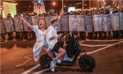  ??  ?? Given the spread of protests across the country, does Lukashenko have enough riot police? And will they all remain loyal to him over the people? Photograph: Yauhen Yerchak/EPA