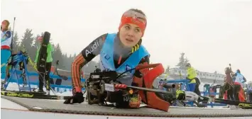  ?? Foto: Harald Deubert (Archiv) ?? Nur im Training konnte sich Marina Sauter in dieser Saison auf das Liegend‰Schießen konzentrie­ren. Alle ihre Starts im Alpencup oder Deutschlan­d‰Pokal wurden wegen der Corona‰Pandemie abgesagt.