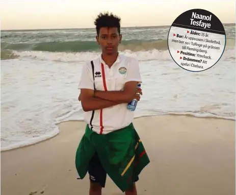  ?? FOTO: PRIVAT ?? ÄVENTYR. Den 15-åriga ytterbacke­n Nanool Tesfaye testar vingarna internatio­nellt – i Etiopien.