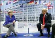  ?? PABLO MARTINEZ MONSIVAIS — THE ASSOCIATED PRESS ?? President Donald Trump and German Chancellor Angela Merkel during their bilateral meeting, Wednesday in Brussels, Belgium.