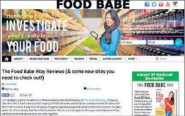  ?? Foodbabe.com ?? ACTIVIST VANI HARI, the Food Babe, says criticism of her “won’t change the fact that millions of people will be healthier” as the result of her activism.