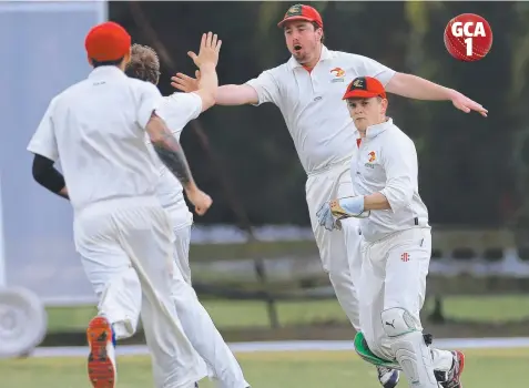  ?? Pictures: PETER RISTEVSKI ?? LIONS FLYING: Leopold celebrates a wicket, while BELOW, James Menzies claimed 5-28 and Daanish Mehta made 81.