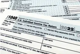  ?? AP ?? The Internal Revenue Service 1040 tax form for 2022.