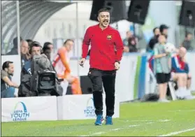  ?? FOTO: FCB ?? García Pimienta, durante la final de Youth League ante el Chelsea (0-3)