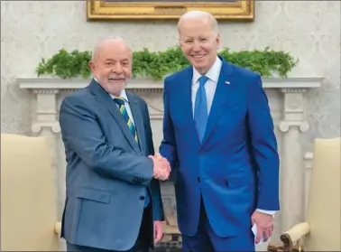  ?? CASA BLANCA ?? EN EE.UU. El presidente Joe Biden recibió a Lula a poco menos de un mes de haber asumido.