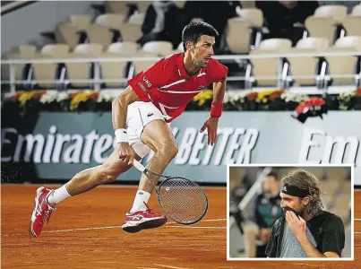  ??  ?? Stefanos Tsitsipas (kl. Bild) verwickelt­e Novak Djokovic in einen Fünf-Satz-Marathon