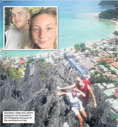  ??  ?? Georgina Lodge and James Hepworth are stranded in the Philippine­s because of the coronaviru­s crisis