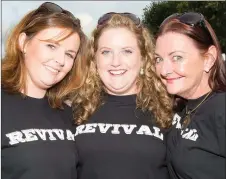  ??  ?? Moira McMahon, Patrice O’Hanlon and Marina Cahill enjoying the Revival festival in Listowel.