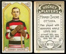  ??  ?? Ottawa Senators star Hamby Shore died from the flu at age 32.