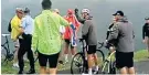  ??  ?? Brush with the law: Chris Froome was knocked off his bike by a gendarme