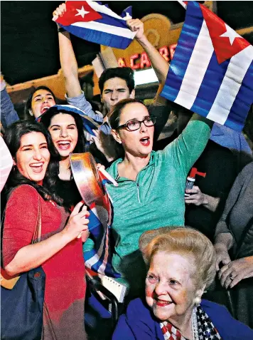  ??  ?? Cuban Americans took to the streets in celebratio­n in Little Havana, Miami, Florida yesterday when the news broke of Castro’s death