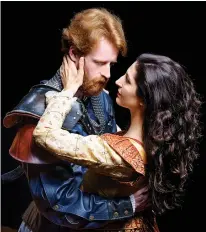  ?? Photo by Michael Bailey ?? ■ Ally Farzetta as Lady Macbeth and Calder Shilling as Macbeth in “Macbeth.”