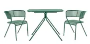  ??  ?? Tice garden compact bistro set in green, £149, Made