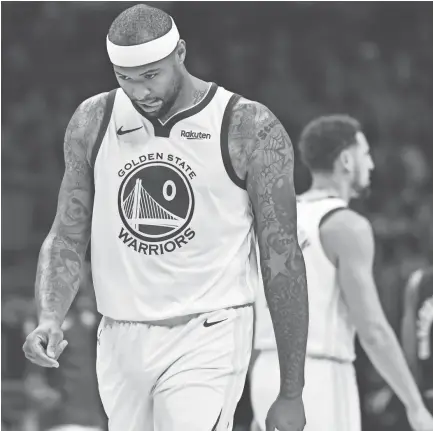  ?? ROBERT HANASHIRO-USA TODAY SPORTS ?? Golden State Warriors center Demarcus Cousins during the second quarter against the Los Angeles Clippers at Staples Center.