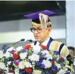  ?? ?? Chief Justice of India N.V. Ramana delivers the convocatio­n address at the 18th annual convocatio­n of the Nalsar University in Hyderabad on Sunday.