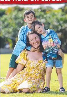  ?? Picture: Brendan Radke ?? Jessika Ayres, pictured with sons Wyatt Schuler, 4, and Archer Bergamo, 5, finds high childcare costs are limiting her options to return to work.