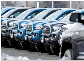  ?? AP ?? Orders for durable goods like these 2019 Tacoma pickups ticked up in January from the previous month.