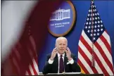  ?? ANDREW HARNIK-ASSOCIATED PRESS ?? President Joe Biden speaks during a meeting with the President’s Council of Advisors on Science and Technology at the Eisenhower Executive Office Building on the White House Campus, Thursday.