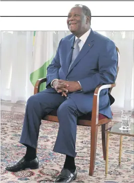  ?? Photo: Nampa/AFP ?? Under pressure… Alassane Ouattara, the president of Ivory Coast and presidenti­al candidate for the upcoming elections, gestures during an interview with AFP.