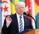  ?? — AFP ?? RIYADH: US President Donald Trump speaks during the Arab Islamic American Summit at the King Abdulaziz Conference Center yesterday.