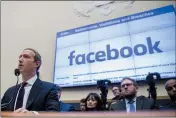  ?? ANDREW HARNIK — ASSOCIATED PRESS FILE ?? Facebook CEO Mark Zuckerberg testifies before a House Financial Services Committee hearing on Capitol Hill in Washington in 2019.