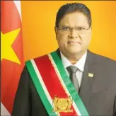  ??  ?? Suriname President Chan Santokhi