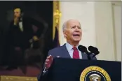  ?? PATRICK SEMANSKY — THE ASSOCIATED PRESS ?? President Joe Biden speaks about the shooting in Boulder, Colo., from the State Dining Room of the White House in Washington on Tuesday.