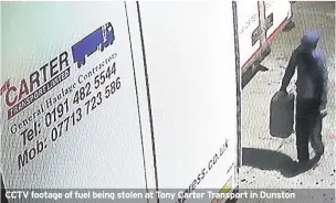  ??  ?? CCTV footage of fuel being stolen at Tony Carter Transport in Dunston