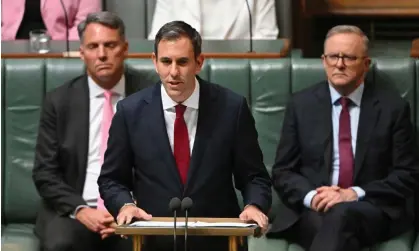  ?? Photograph: Mick Tsikas/AAP ?? Treasurer Jim Chalmers delivers his first budget, which forecasts growth this year but warns oflooming fiscal strains.