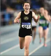  ?? Picture: Sportsfile ?? Erínn Leavy of Dunleer AC celebrates winning the Girls U-13 600m.