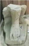  ?? (Shlomit Bechar) ?? A FRAGMENT of a monumental statue from ancient Egypt was found yesterday at the Tel Hazor archeologi­cal dig by US volunteer Bryan Kovach.