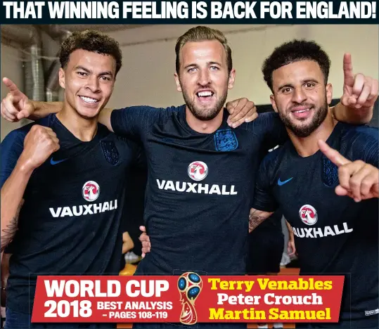  ?? REX ?? Cycle of success: Dele Alli, Harry Kane and Kyle Walker celebrate victory in an exercise bike challenge yesterday