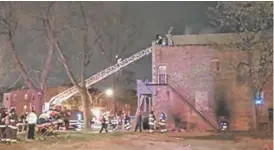  ?? | NETWORK VIDEO PRODUCTION­S ?? Firefighte­rs battle blaze Saturday night on South Champlain.