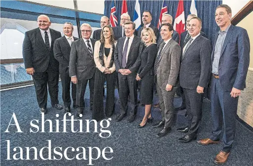  ?? ANDREW FRANCIS WALLACE TORONTO STAR ?? Mayor John Tory, centre, hosted his counterpar­ts from the Greater Toronto and Hamilton Area on Tuesday, as Ontario announced a review of regional government­s.