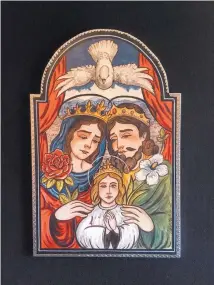  ?? COURTESY OF JERRY MONTOYA ?? The Holy Family is depicted in a retablo by Jerry Montoya.