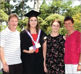  ?? .Photo by Michelle Cooper Galvin ?? Sarah and Elizabeth O’Neill who both received their Diploma in Piano Performanc­e London College of Music with her parents John and Trish at the Dunlop Castle Hotel, Killarney on Saturday