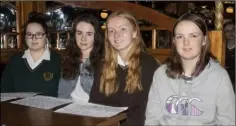  ??  ?? Abby Beale, Presentati­on Wexford; Matilda Meaney, Meanscoil Gharman; Orlaigh Lynam, Loreto and Sarah Kavanagh, Meanscoil Gharman.