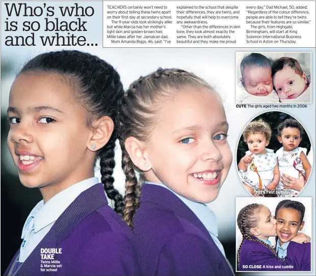  ??  ?? DOUBLE TAKE Twins Millie & Marcia set for school