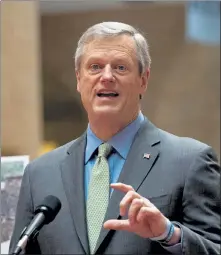  ?? POOL ?? Gov. Charlie Baker vetoed a 57-page climate change bill but signed into law legislatio­n that would institute a statewide notificati­on system so that Massachuse­tts residents know within two hours of the start of any combined sewer overflow discharge.