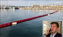  ?? (Photos DR) ?? Devançant le plan Polmar Terre, Marc-Etienne Lansade a décidé de poser sa propre barrière anti pollution afin d’essayer d’éviter que les résidus d’hydrocarbu­res n’entrent dans le port des Marines.