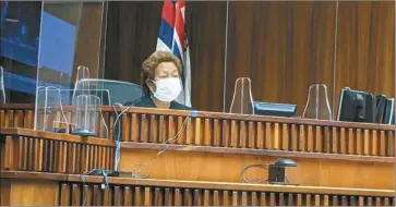 ?? The Maui News LILA FUJIMOTO photo ?? Second Circuit Judge Rhonda Loo presides over the first jury trial in the state since the COVID19 pandemic.