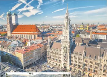  ?? SBORISOV, GETTY IMAGES/ ISTOCKPHOT­O ?? Marienplat­z, above, has been the main square of Munich since 1158, although New Town Hall dates only to 1874. West of Frankfurt lie the ruins of Rheinfels Castle, left.