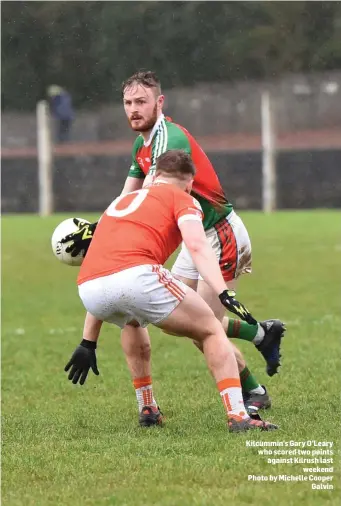  ?? Photo by Michelle Cooper Galvin ?? Kilcummin’s Gary O’Leary who scored two points against Kilrush last weekend