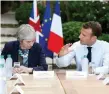  ??  ?? Theresa May and Emmanuel Macron in Fort de Brégançon